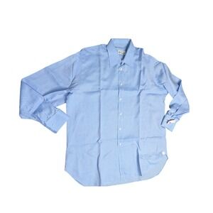 Borrelli Napoli Light Blue Dress Shirt Long Sleeve Lightweight  17.5 44